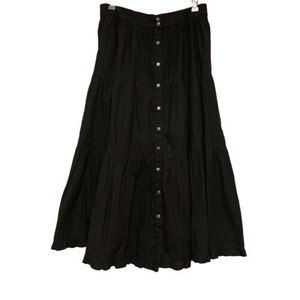 Vintage Rodeo Rose Womens Skirt Size M Black Rare Star Silver Buttons Texas